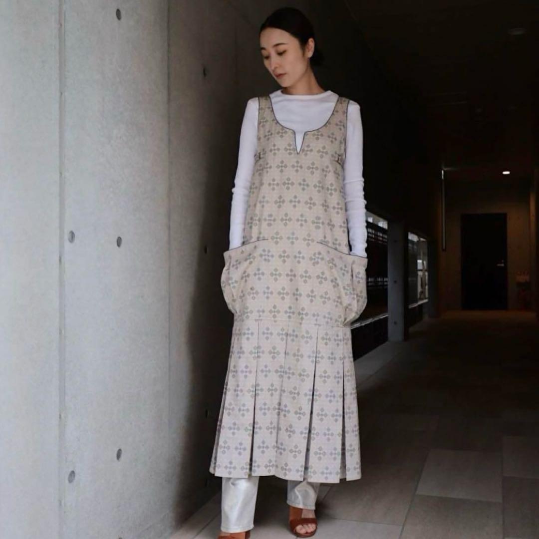 JUN MIKAMI 23SS ノースリーブプリントワンピース ベージュ