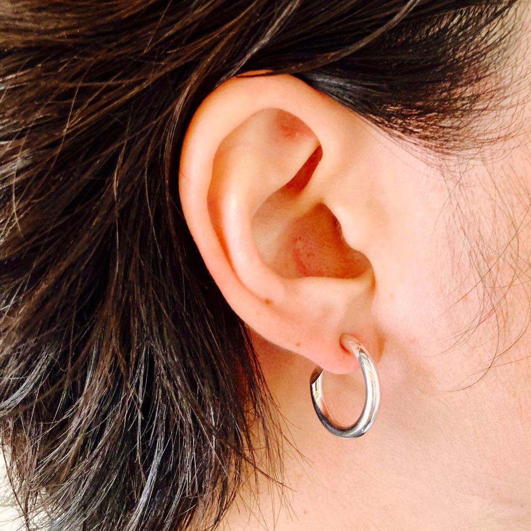 新品 【 3mm×21mm 】両耳用 シルバー925 フープピアス