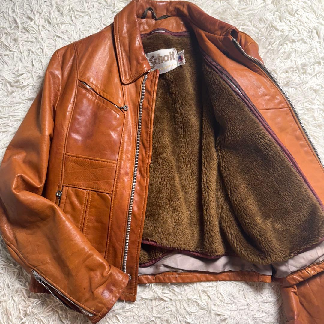 70s後半 Schott ヴィンテージ レザージャケット 42 TALON ボア