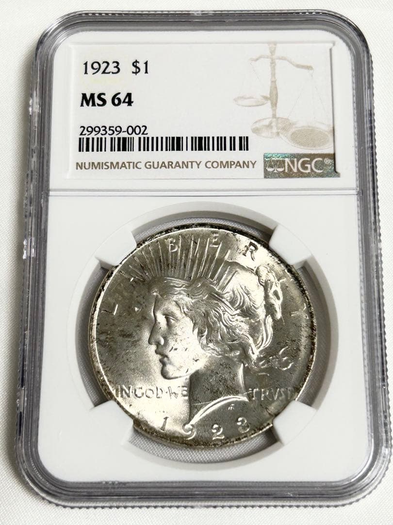 1923年 アメリカ ピースダラー 銀貨 NGC MS64 アンティーク