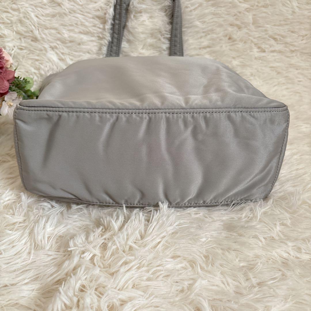 美品PORTERポーター　クリーム トートバッグ ポーチ付き　ライトグレー/水色