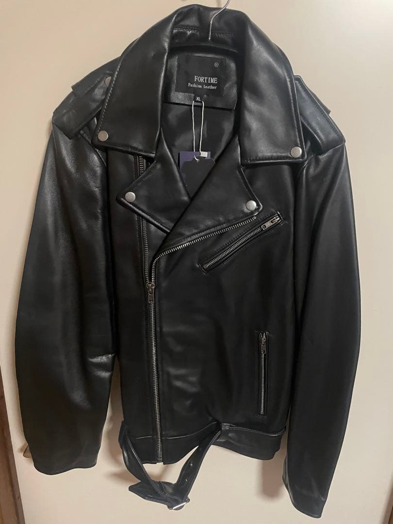 【新品未使用】【本羊革】ダブルライダースジャケット 黒 日本サイズL