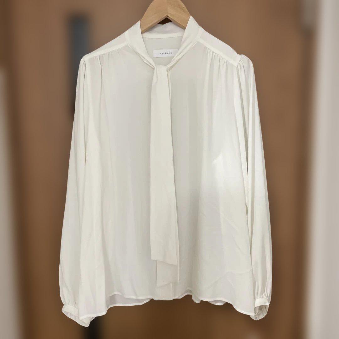 PASSIONE パシオーネ ジョーゼット リボンタイ　ブラウス