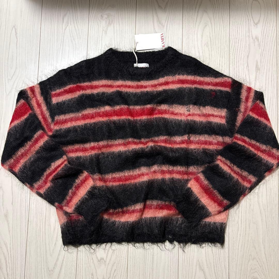 トップス 25AW Distressed Border Mohair Sweater