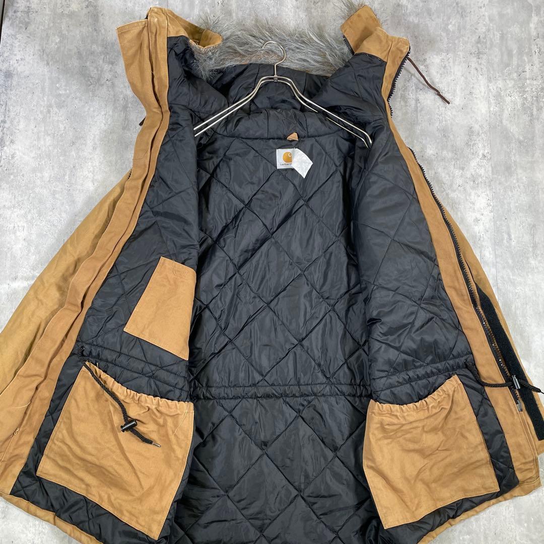 星形タグ◆80s carhartt【XL】シベリアンパーカー ダック地 ファー