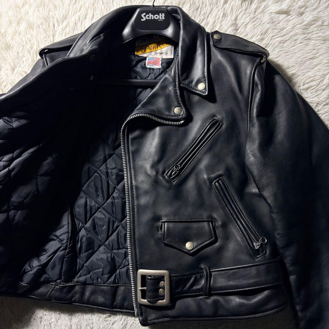 【米国製】schott ライダースジャケット 618 本革　ブラック 42