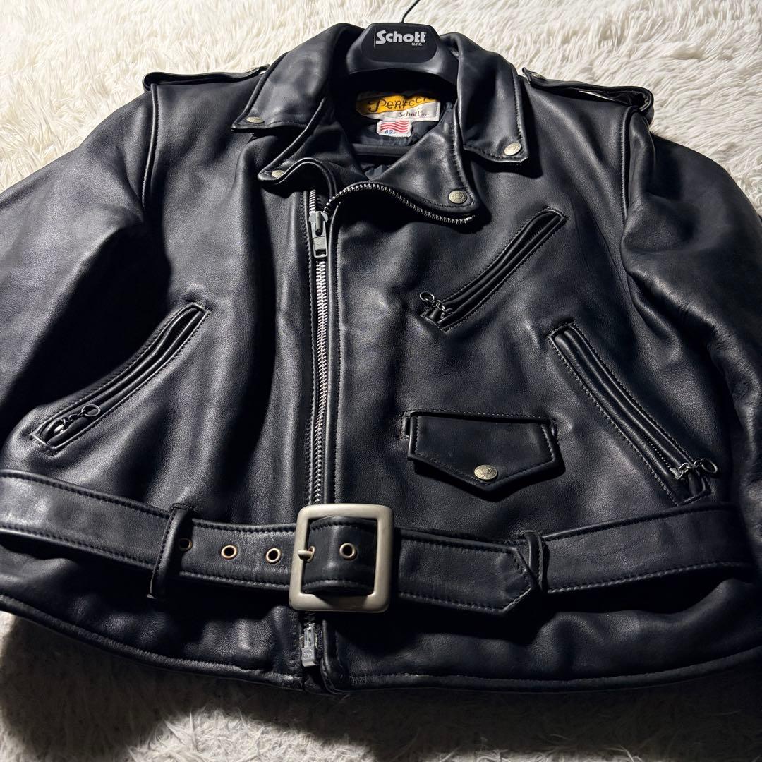 【米国製】schott ライダースジャケット 618 本革　ブラック 42