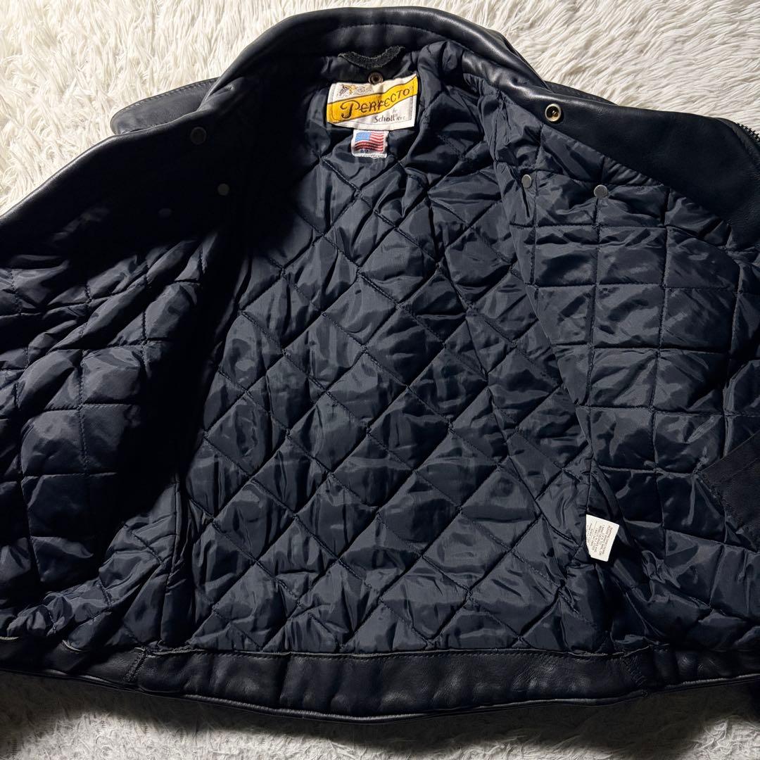 【米国製】schott ライダースジャケット 618 本革　ブラック 42