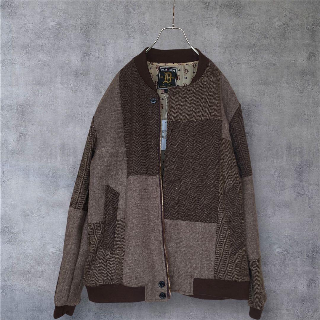 【新品タグ付】ハリスツイード ダービージャケット パッチワーク ブラウンミックス