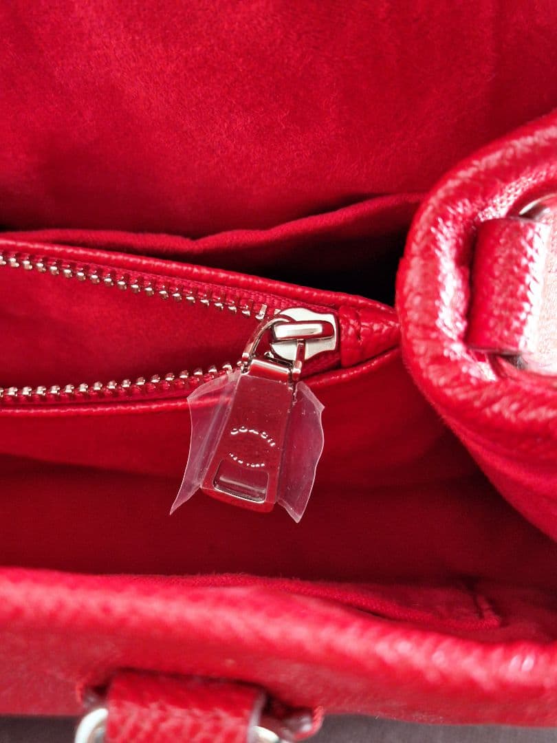 極美品　コーチ 赤 レザーハンドバッグ