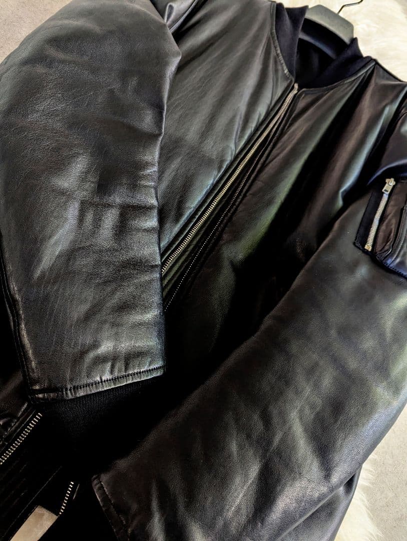 ゴ*ス様 稀少極美　リックオウエンス　カーフレザー　グース　パデッド　ボンバー