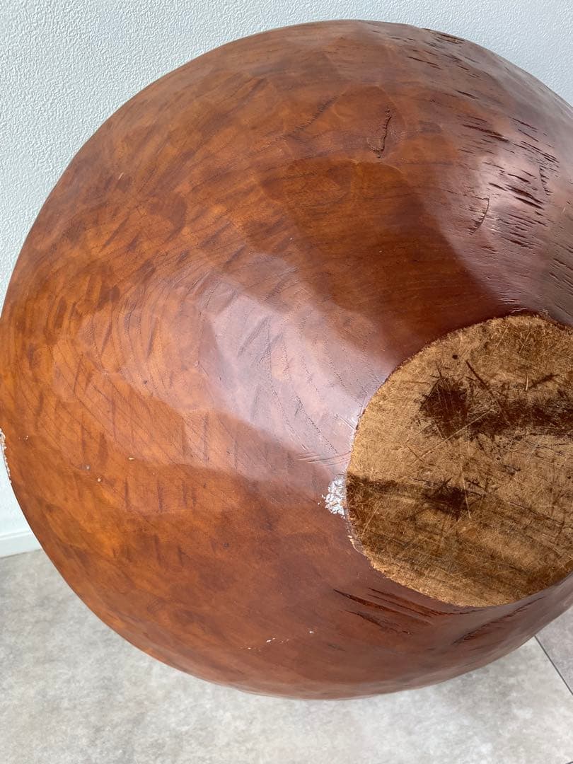 木製 大きな円錐形ボウル チーク無垢材