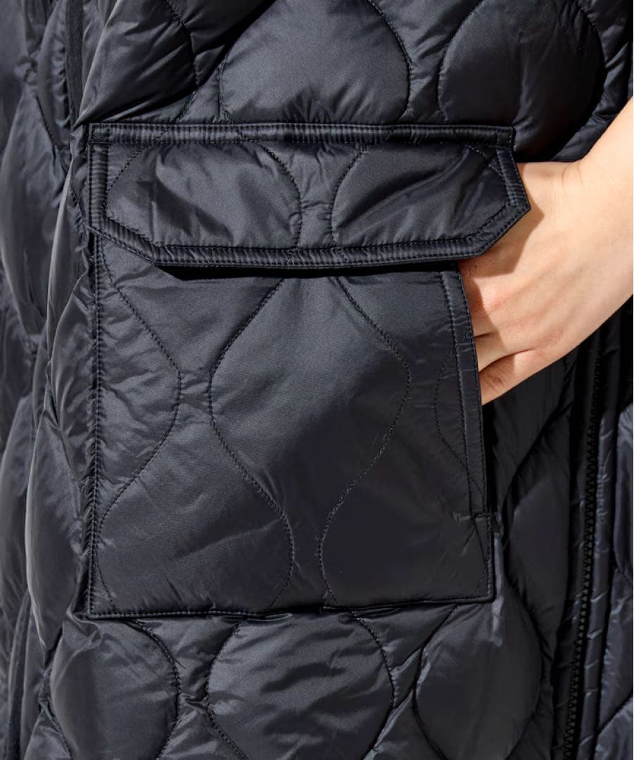 【TAION】別注フード ミドル丈 ソフト ダウンコート　ブラック