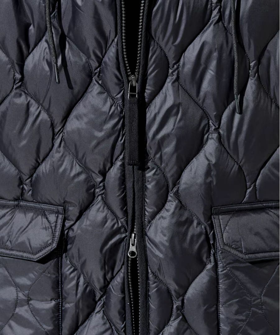 【TAION】別注フード ミドル丈 ソフト ダウンコート　ブラック