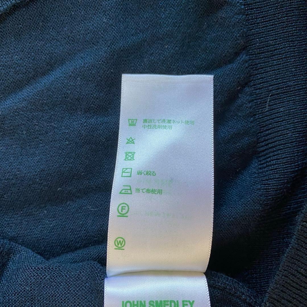 【美品】ジョンスメドレー　タートルネック　ニット　ネイビー　ウール　英国製　L