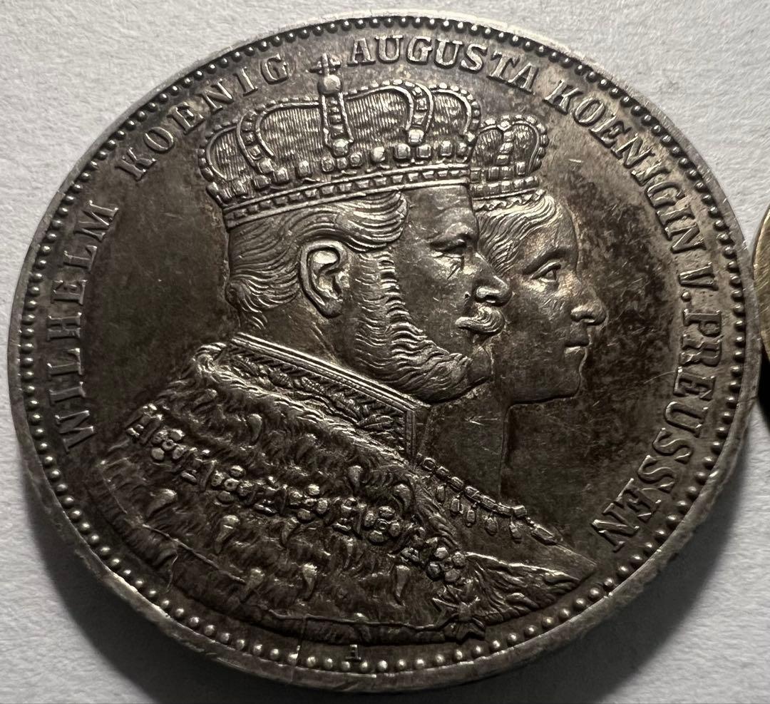 招*@様 1861年 ドイツプロイセン王国　戴冠式ターラー銀貨ウィルヘルム王オー