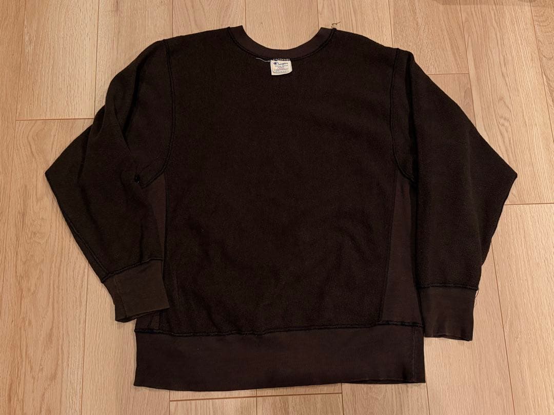 80s初期 チャンピオン 超フェード ブラック L リバースウィーブ 目無し 黒