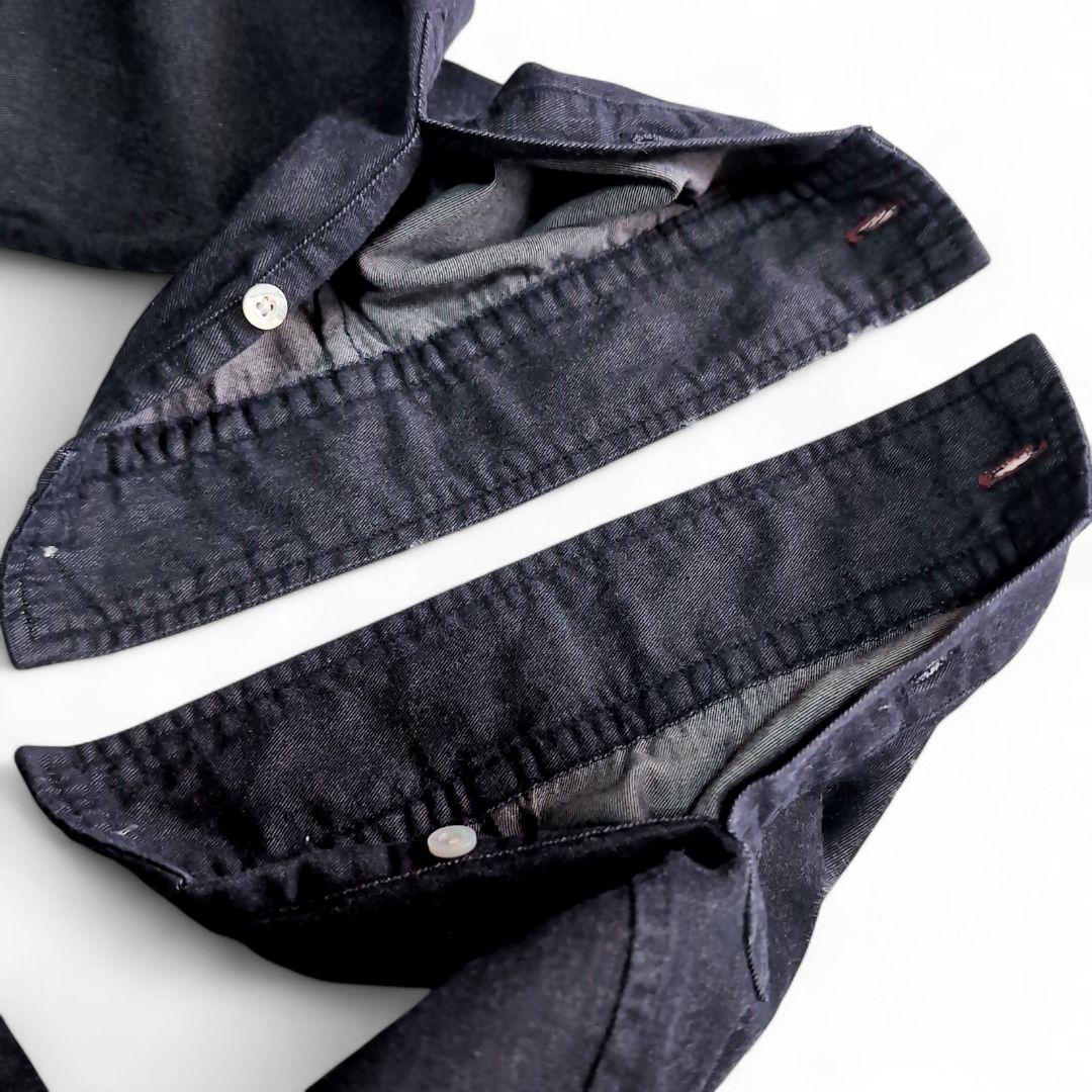 美品 クレストブリッジ 前面チェック デニム 長袖シャツ L インディゴ