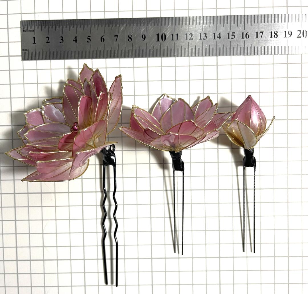 【碧　らくらく便】丸蓮5+つぼみ8セット【ピンクグラデ・ゴールドワイヤー】