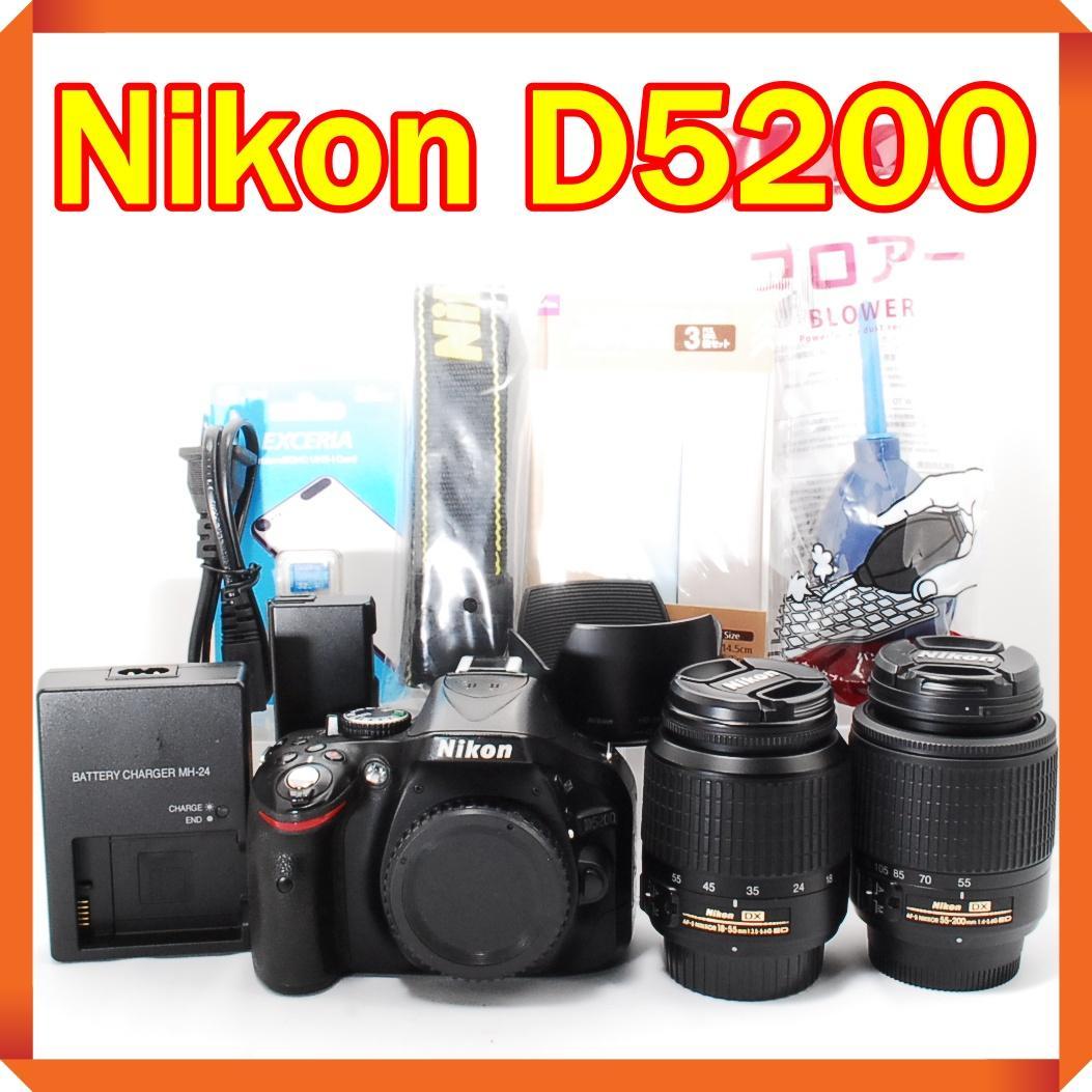 Nikon D5200 ダブルレンズセット 画面反転で自撮り可能♪