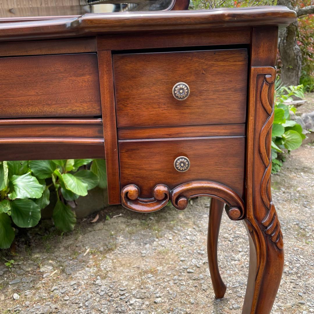 ビッグミラー ドレッサー マホガニー 輸入家具 エレガント 高級 化粧台 鏡台