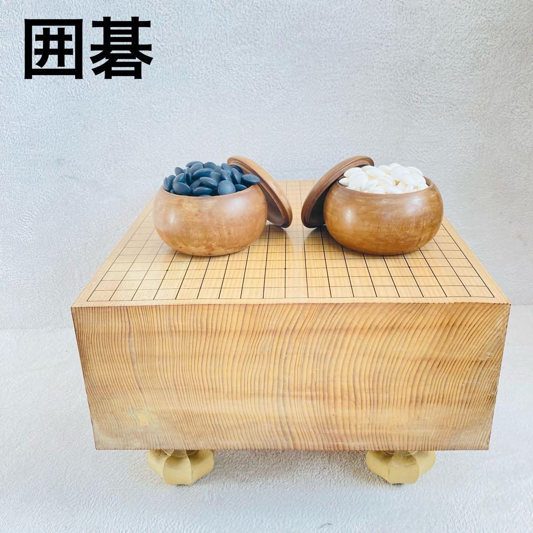 囲碁セット 60号　天地柾目 碁盤 36号 蛤碁石 本那智黒 ヘソあり 新榧