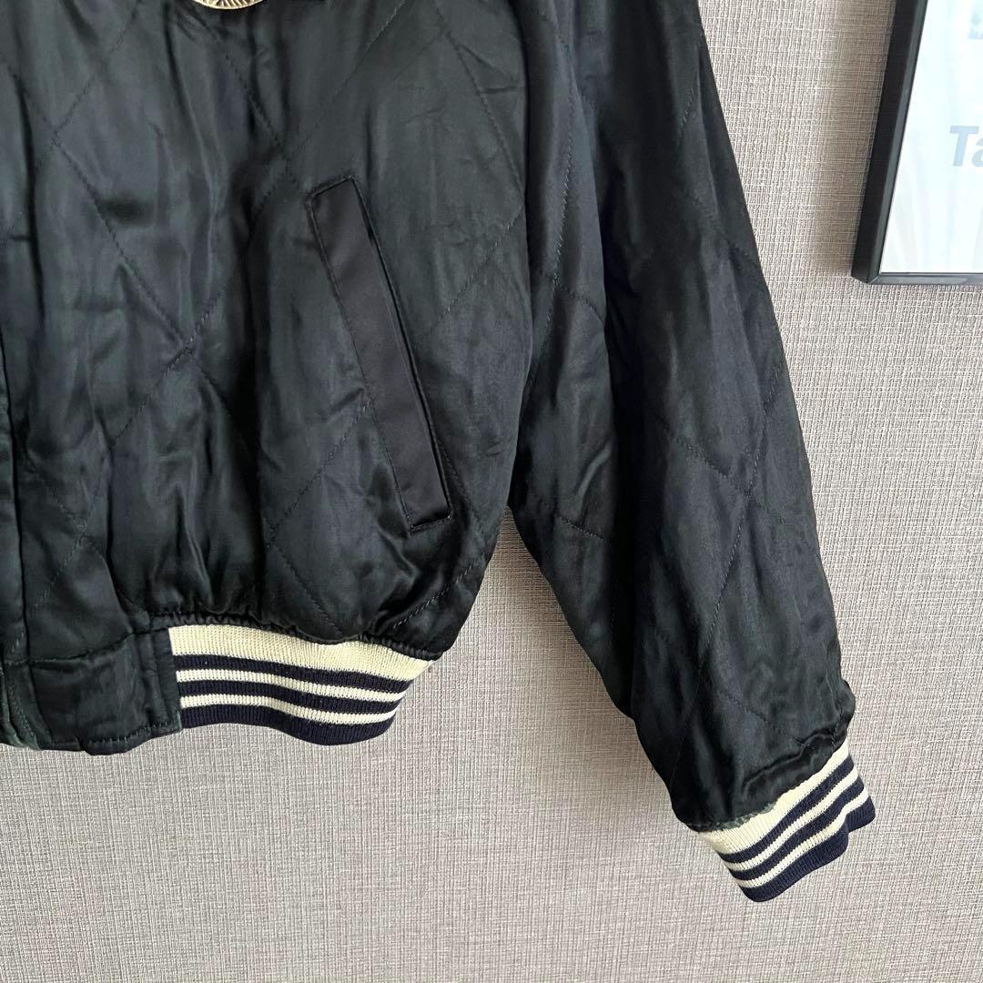 爆裂爛漫娘 リバーシブルスカジャン ブルゾン 魚籃観音 ブラック 40 古着