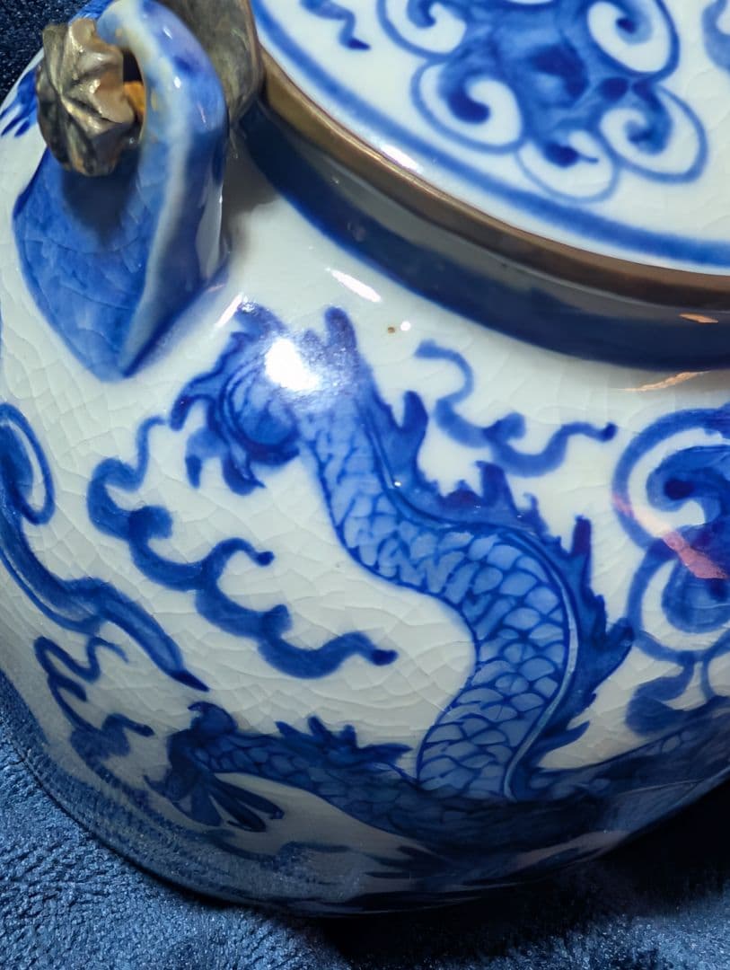 優*希様 中国古美術 大清順治年製 古染付 雲龍文水注 急須 骨董 中国南京焼