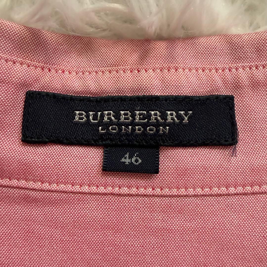 美品 BURBERRY バーバリー コットンシャツ ピンク ノバチェック 46
