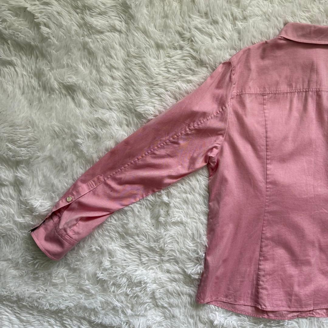 美品 BURBERRY バーバリー コットンシャツ ピンク ノバチェック 46