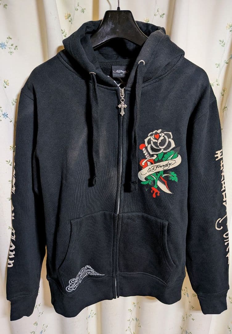 中*様 EdHardyエドハーディー　ジップアップパーカーМ　Y2K