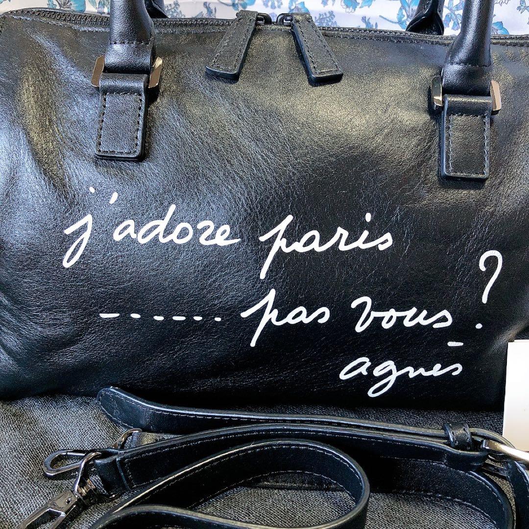 【美品】40周年記念 アニエスベーボヤージュ ボストンバッグ メッセージプリント