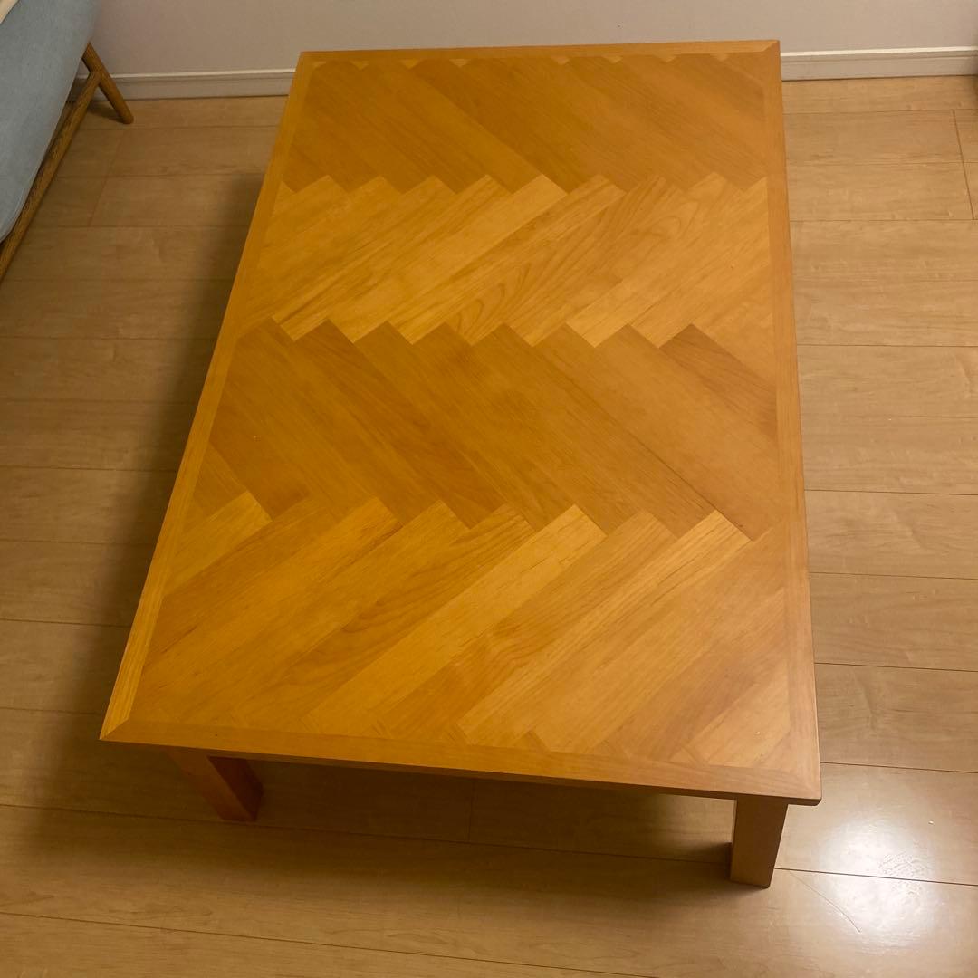 木製ヘリンボーンデザインテーブル　おしゃれ　こたつ
