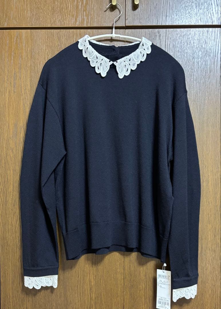 【未使用】23区 ニット 38 ネイビー ①