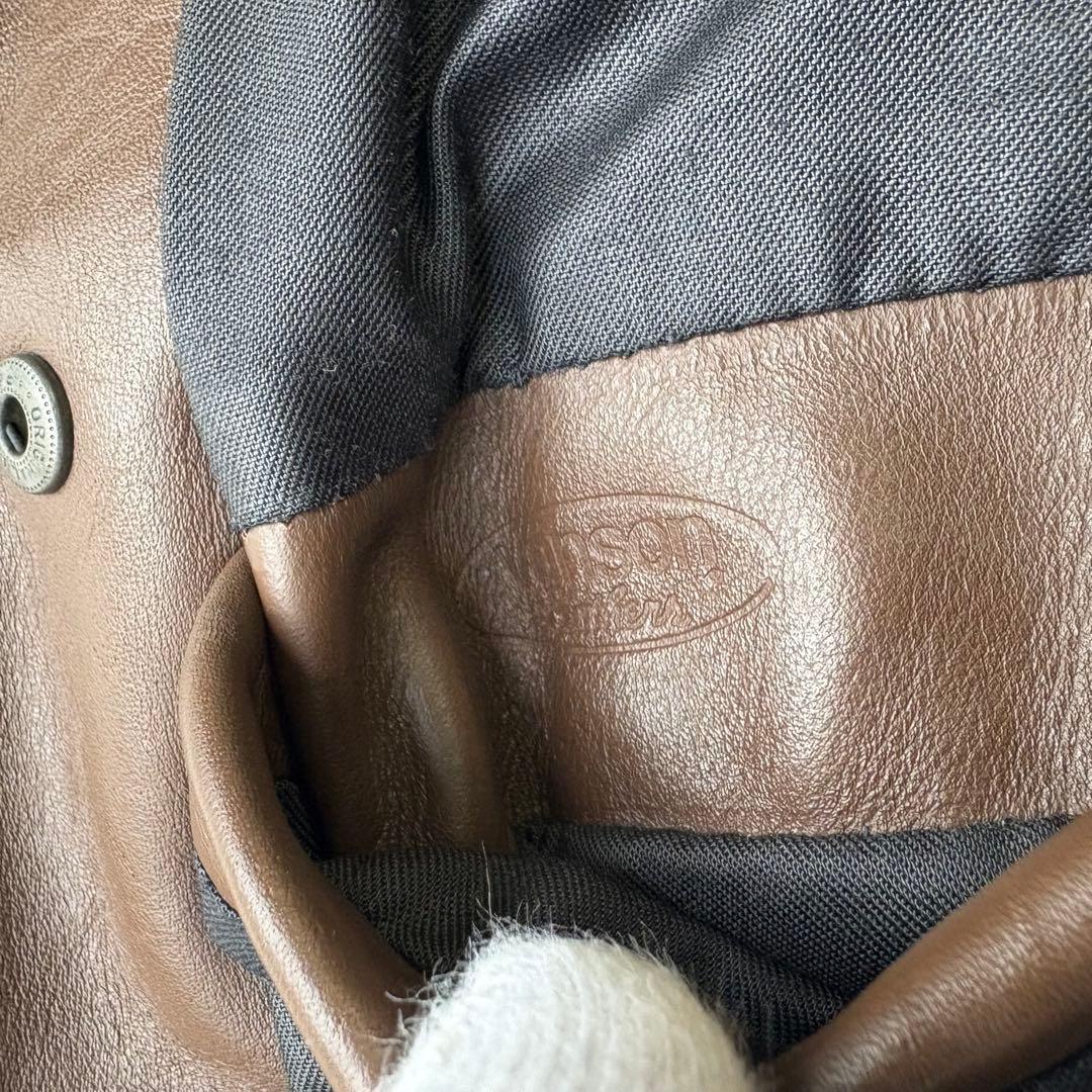 VANSON バンソン ブラウン 襟付き シングルライダースジャケット 38