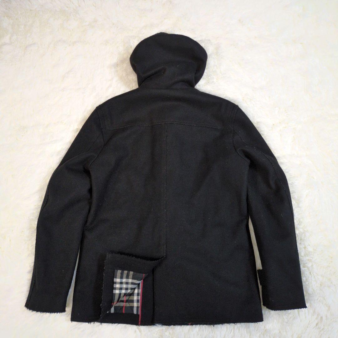 バーバリー　ブラックレーベル　ノバチェック　ダッフルコート　羊毛　ラムウール　黒