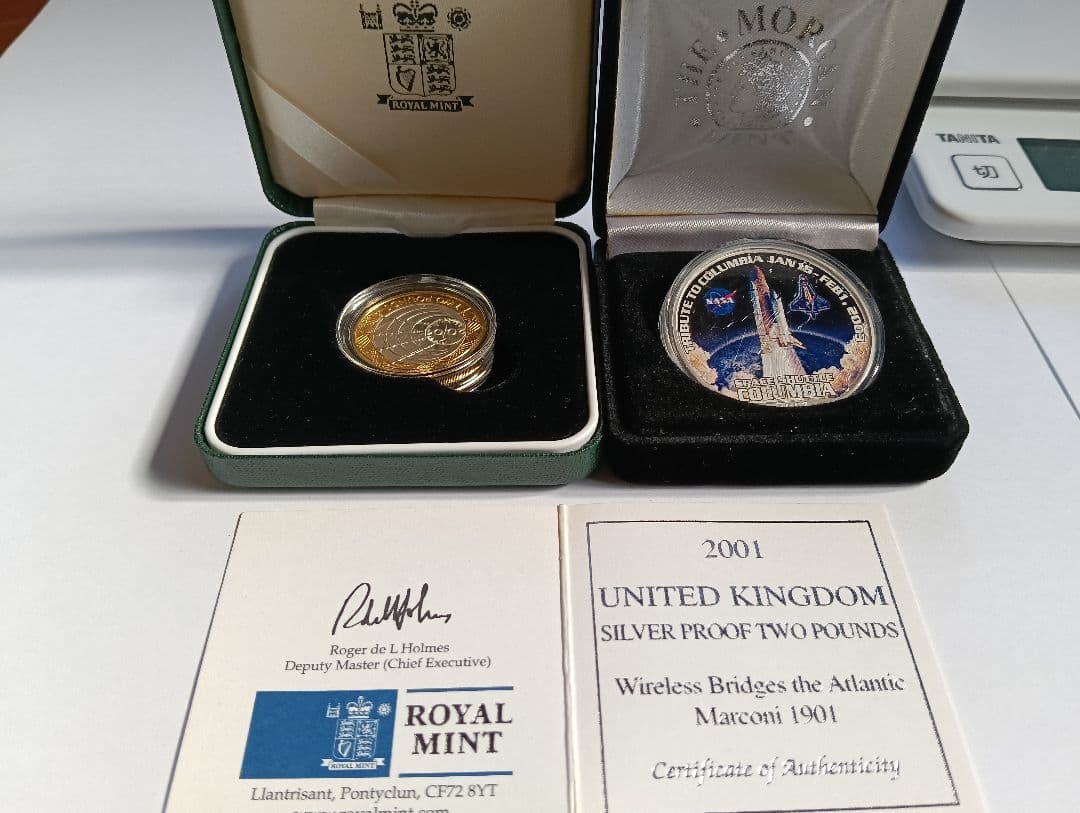 マルコニー大西洋横断無線通信100周年記念銀貨＆コロンビア号追悼記念銀貨