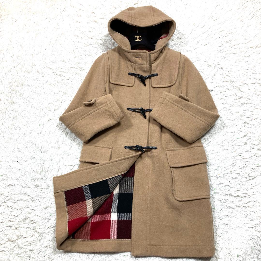 極美品　ブルーレーベルクレストブリッジ　ダッフルコート　キャメル　チェック　M位
