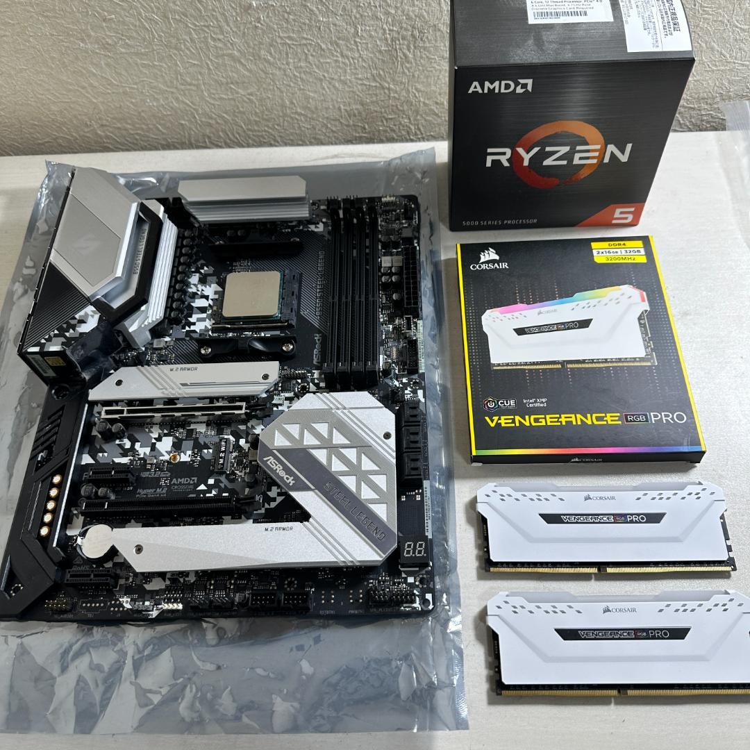 B550M/B Ryzen5 5600X MEM32GB 3点セット販売