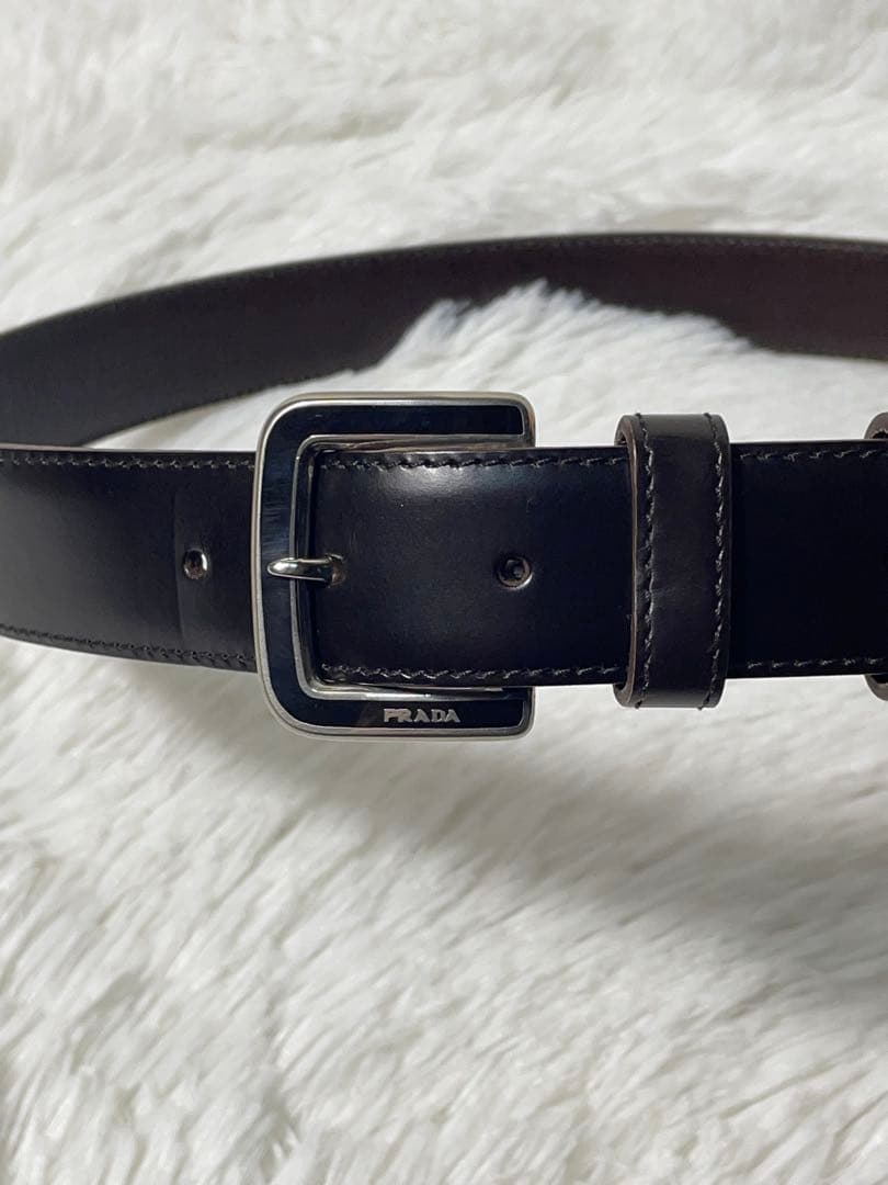 プラダ レザーベルト ダークブラウン 本革 PRADA 105 刻印あり