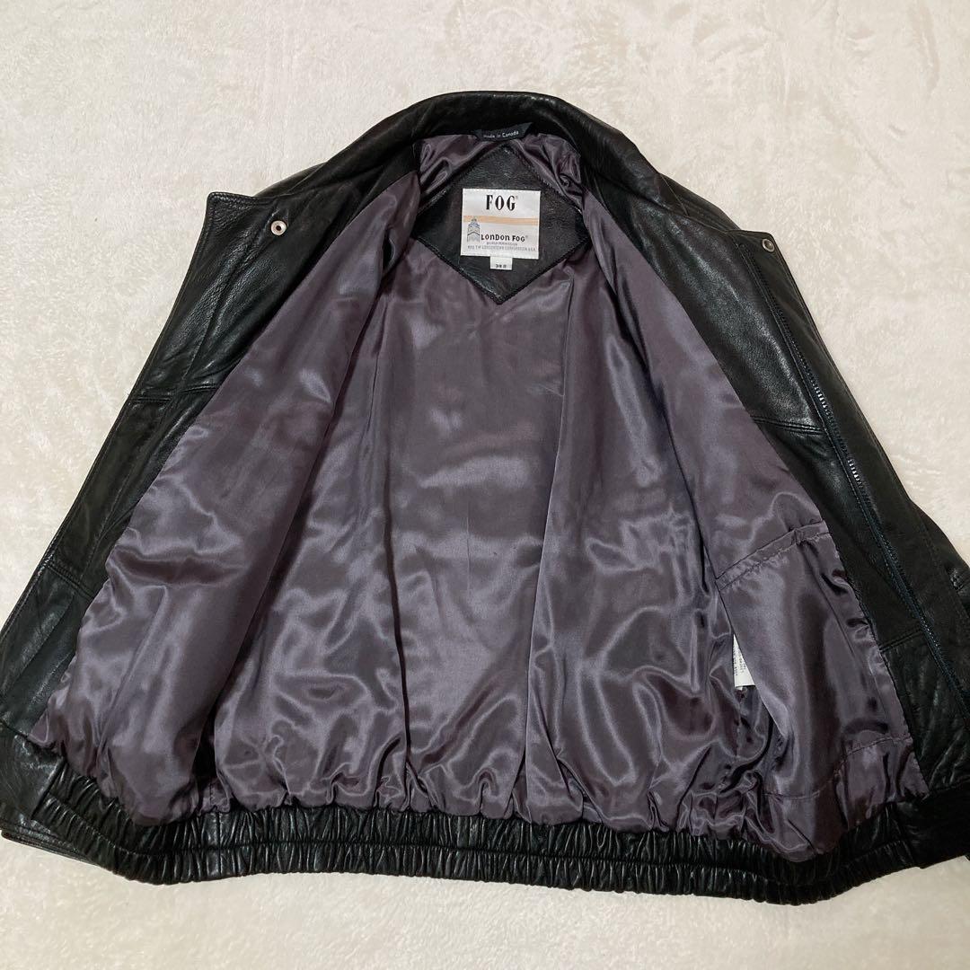 【美品】LONDON FOG ロンドンフォグ 短丈 レザーブルゾン カナダ製 黒