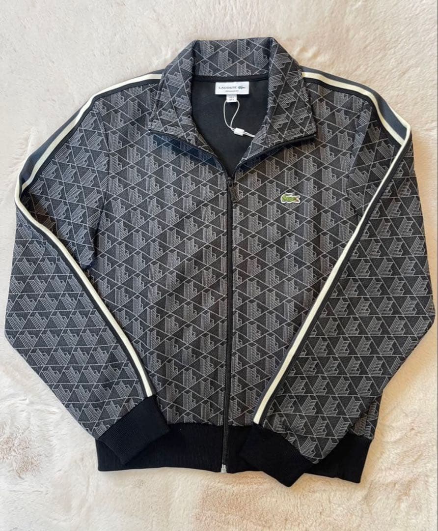 Lacoste モノグラムトラックジャケット 黒Sサイズ