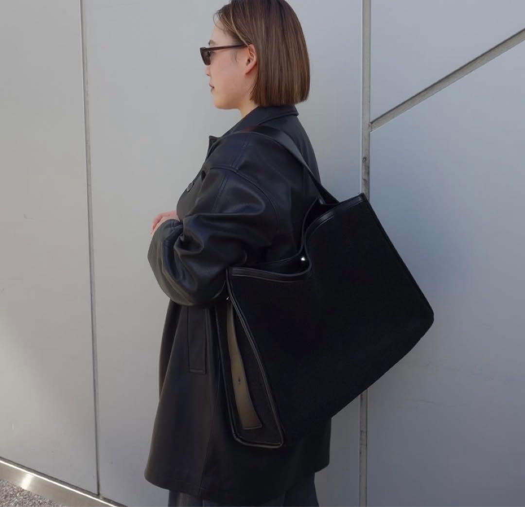MAMU 【LEATHER BOA TOTE 】ブラック　ノベルティ付き