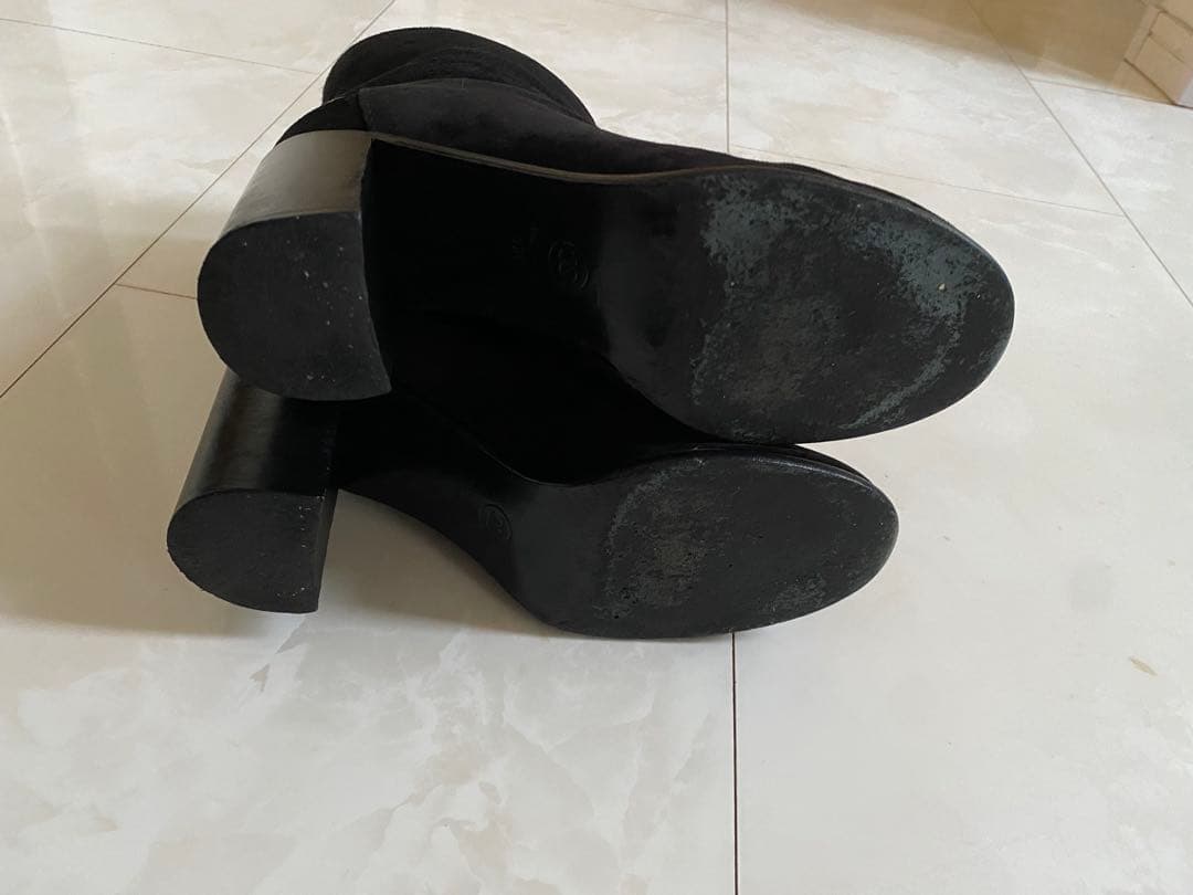 美品 シャネル ブラック ショート ブーツ 黒 38 24.5cm CHANEL