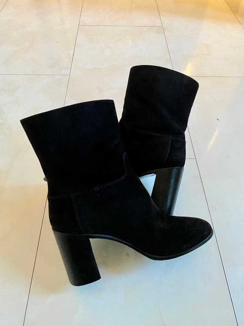 美品 シャネル ブラック ショート ブーツ 黒 38 24.5cm CHANEL