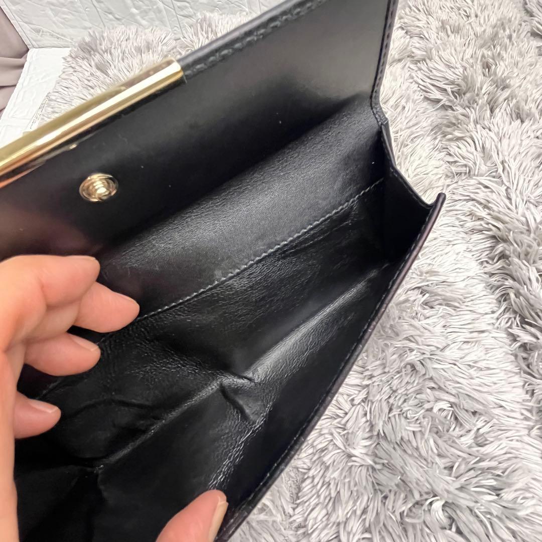 美品✨GUCCI シマ　レザー　長財布　ブラック　メンズ　ロゴプレート　Wホック