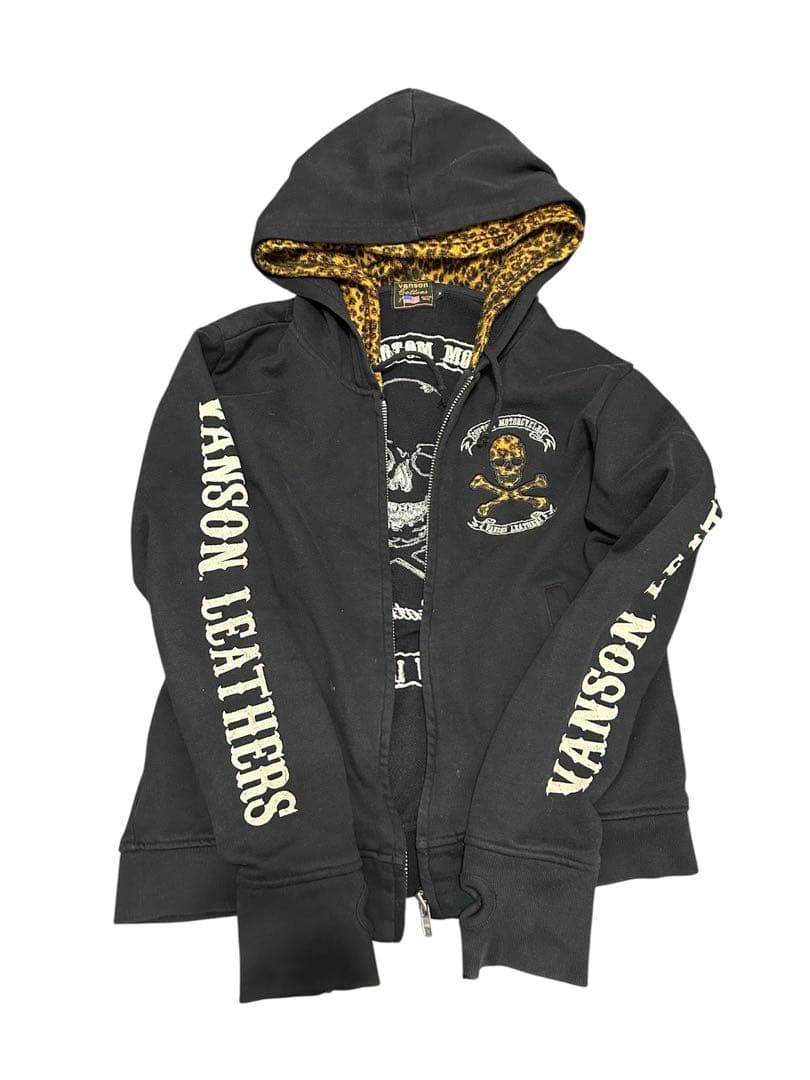 トップス VANSON skull leopard hoodie