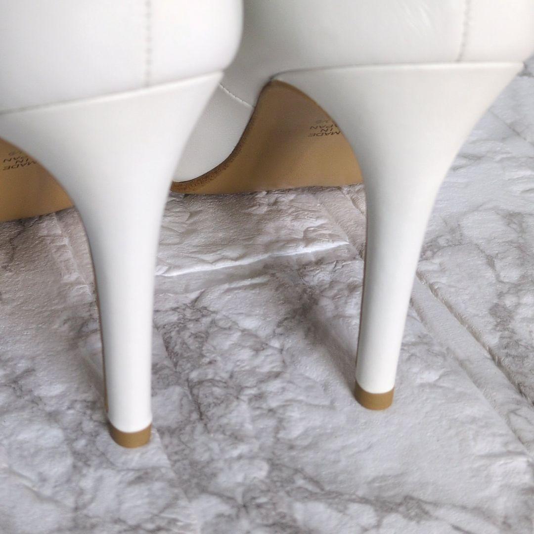 DIANA　パンプス　スタッズ　ホワイト　ハイヒール　ピンヒール　レザー　本革