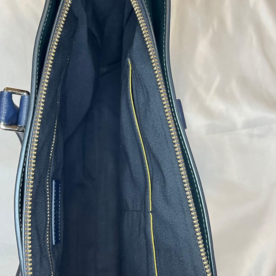 ポールスミス トートバッグ レザー 肩掛け B4 緑紺