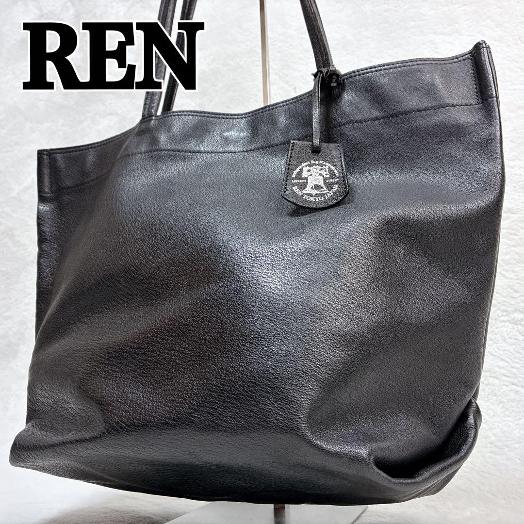 REN レン　FUKURO トートバッグ　豚革　ピッグレザー　ブラック